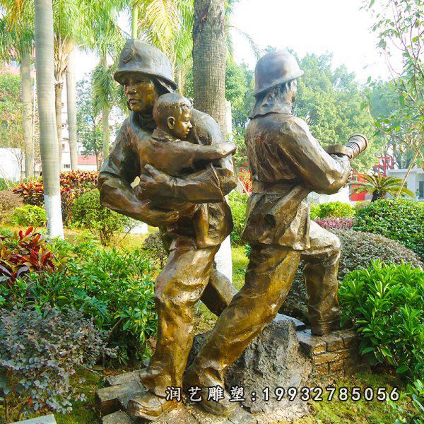 企业消防人物铜雕