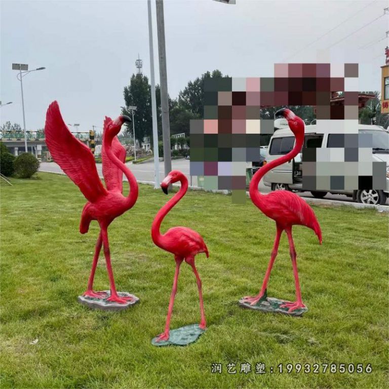 景区玻璃钢火烈鸟动物雕塑