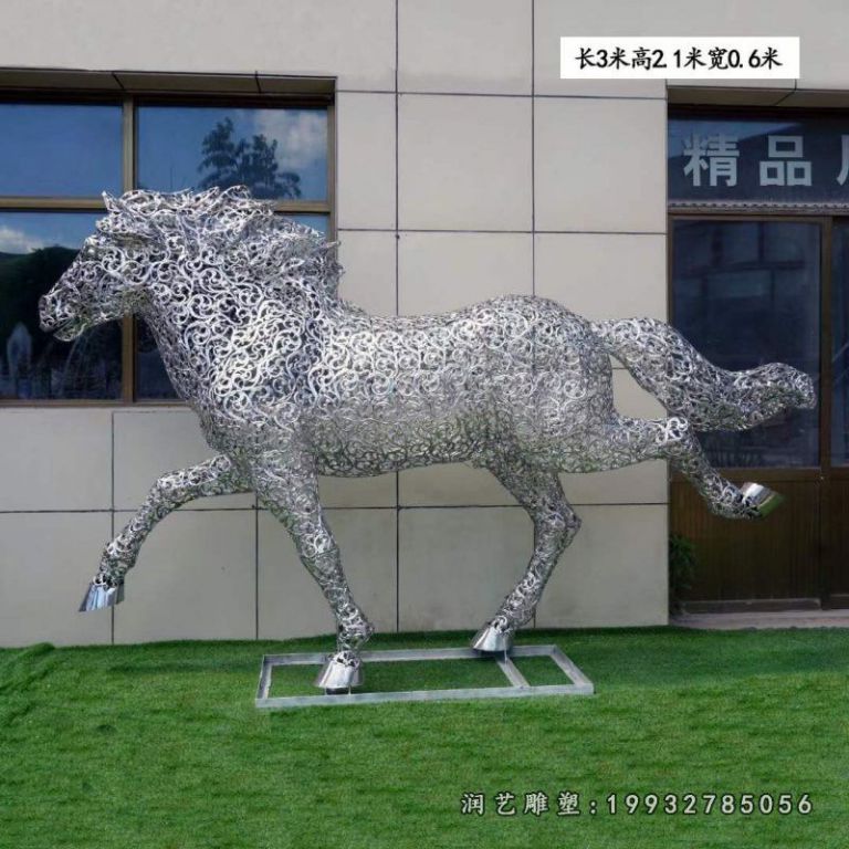 医院不锈钢马动物雕塑