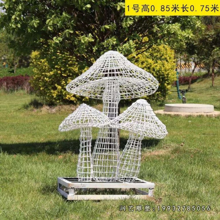 商场不锈钢镂空蘑菇景观雕塑