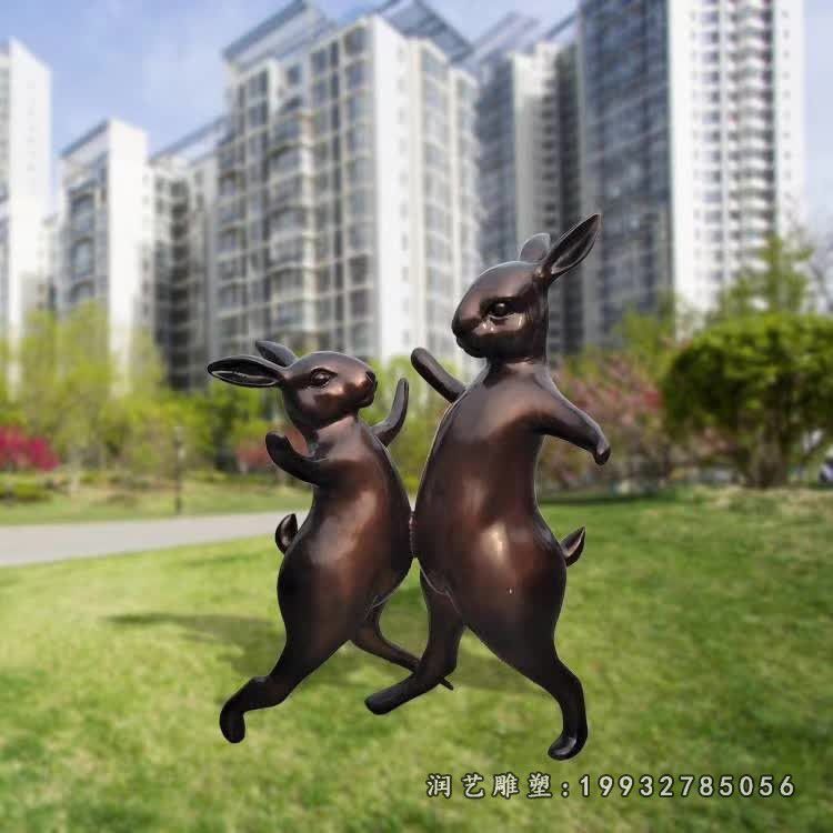 公园兔子动物铜雕