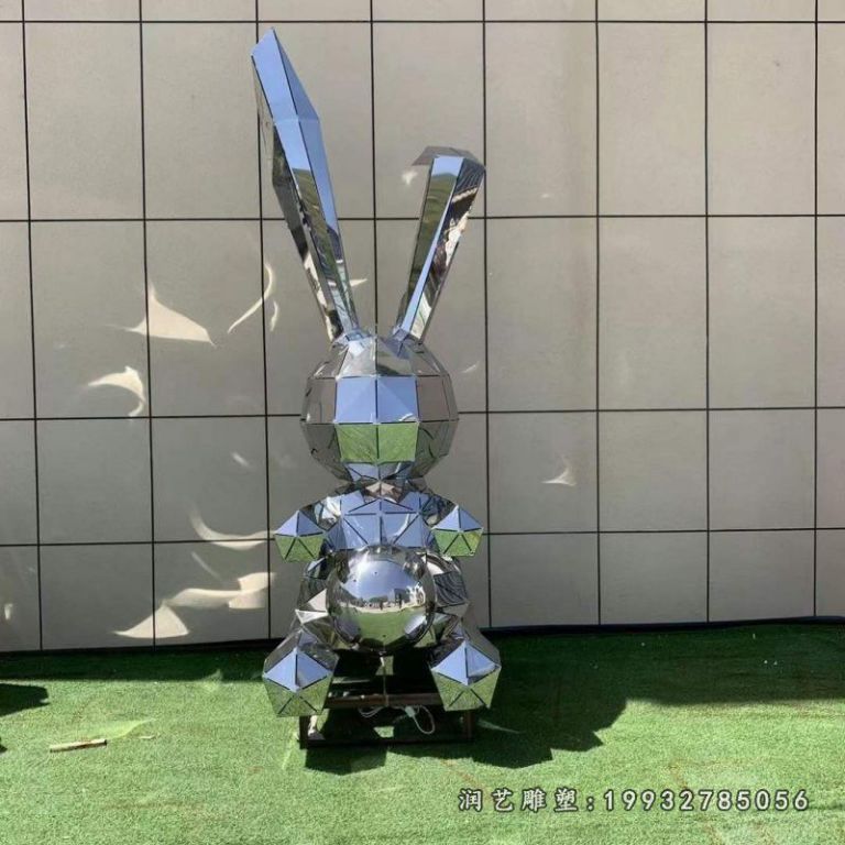 广场不锈钢动物兔子雕塑