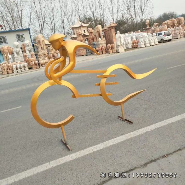 玻璃钢骑车人物公园雕塑