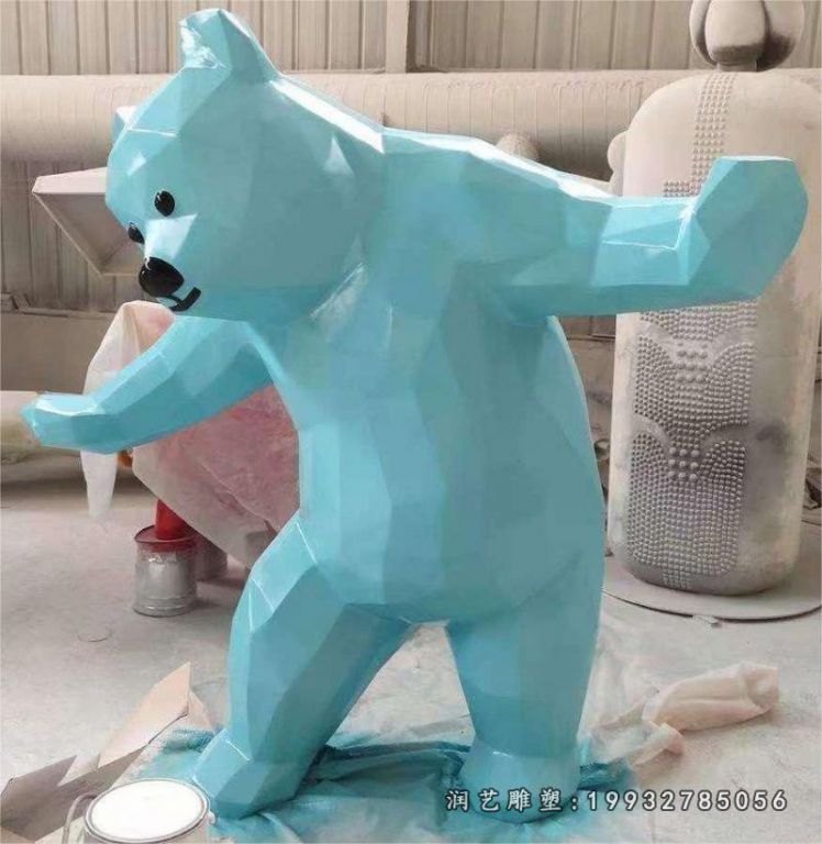 玻璃钢几何熊雕塑 (1)