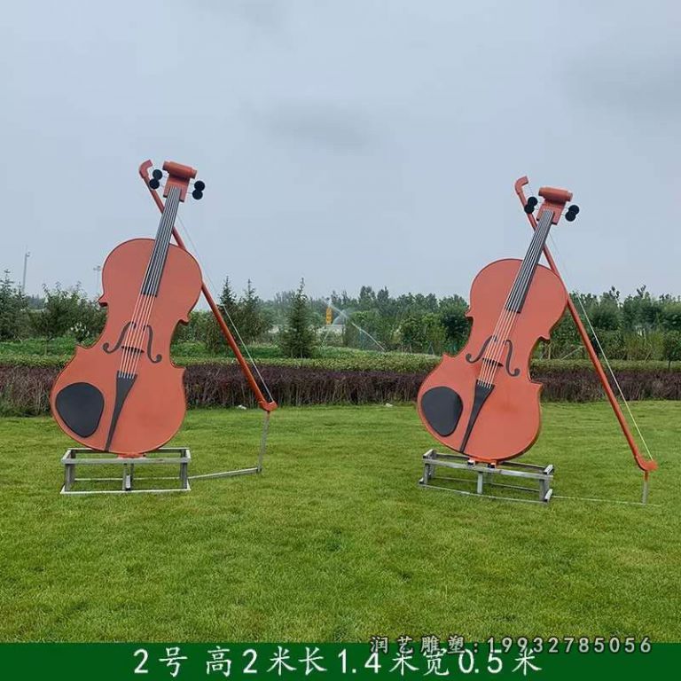 不锈钢大提琴庭院雕塑