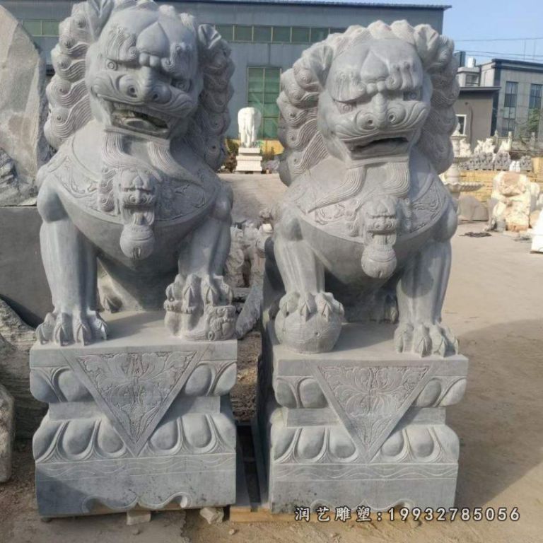 狮子动物校园石雕