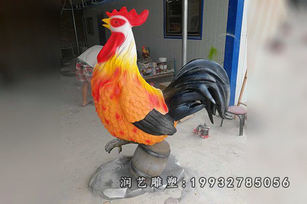 公园玻璃钢鸡动物雕塑