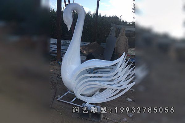 企业不锈钢天鹅动物雕塑