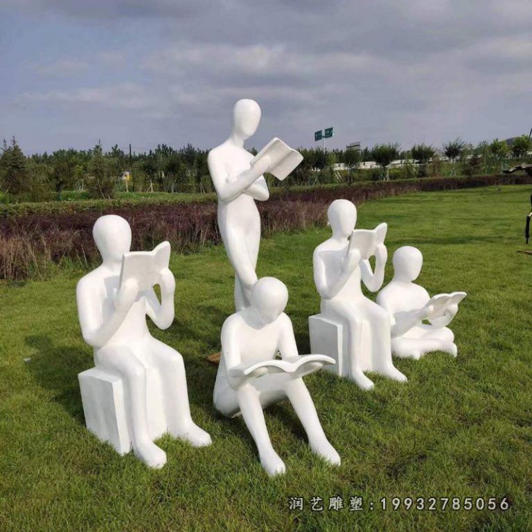 公园玻璃钢看书人物雕塑