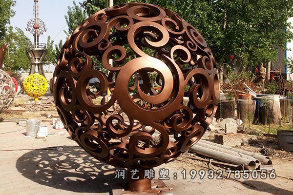 商场不锈钢镂空球景观雕塑