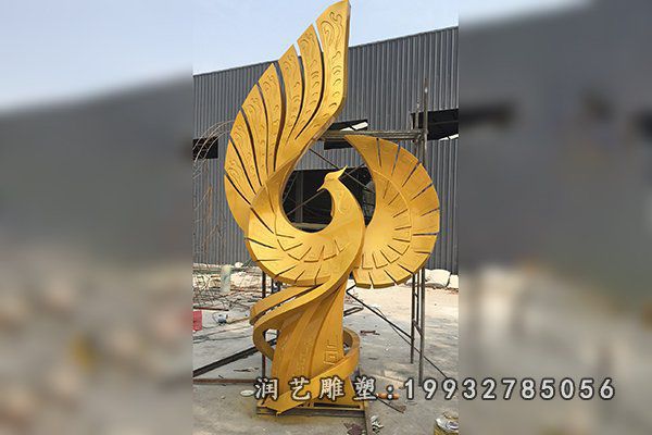 景区不锈钢凤凰动物雕塑