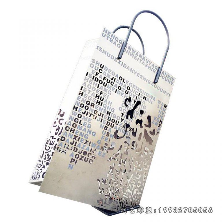 商场不锈钢购物袋景观雕塑