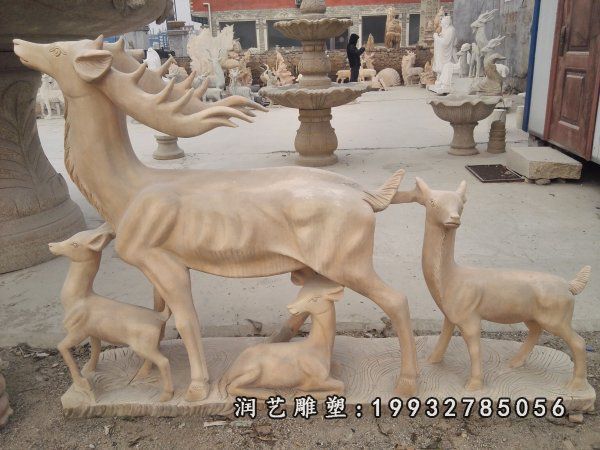 学校动物鹿石雕