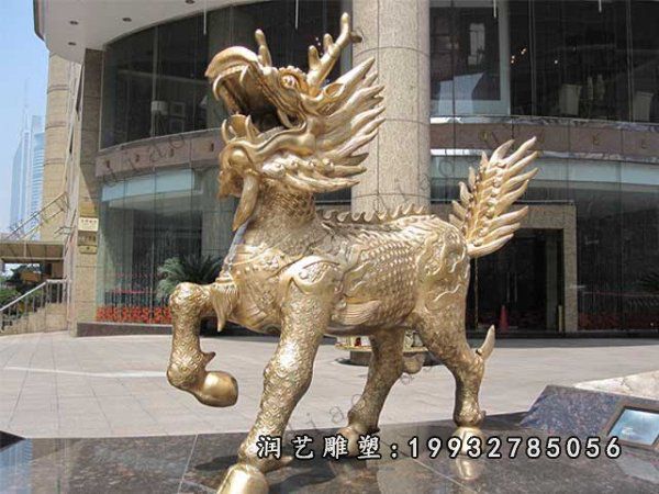 街道动物麒麟铜雕