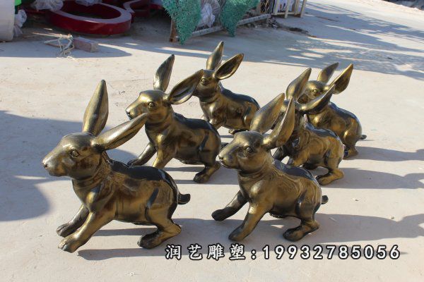 企业动物兔子铜雕