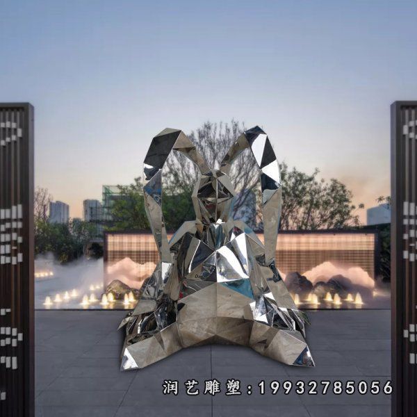 游乐场不锈钢兔子雕塑