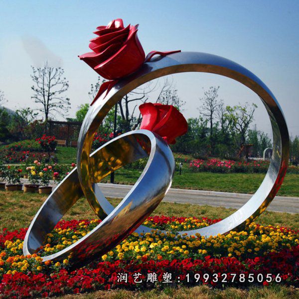 景区不锈钢戒指景观雕塑