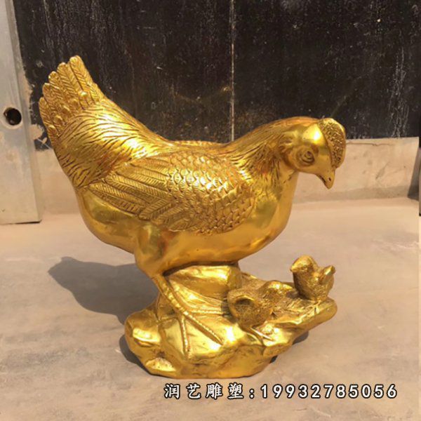 游乐场动物鸡铜雕
