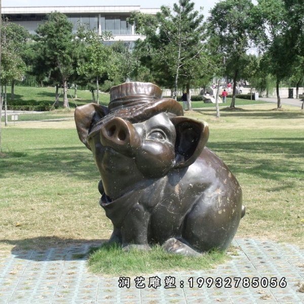 街道动物猪铜雕