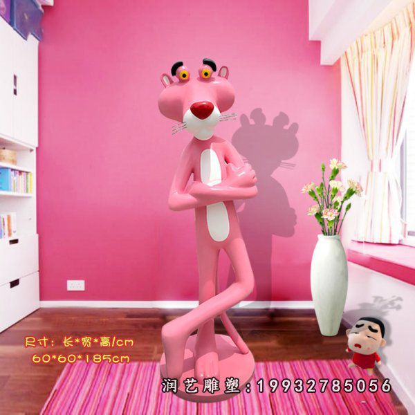 小区玻璃钢粉红豹雕塑