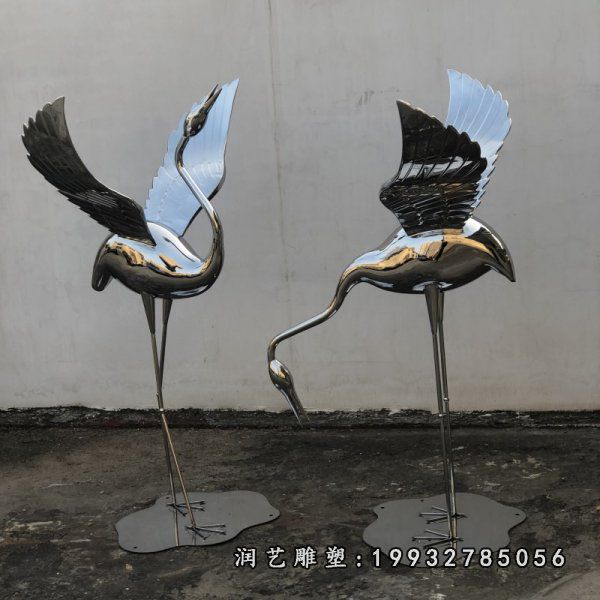 小区仙鹤不锈钢雕塑