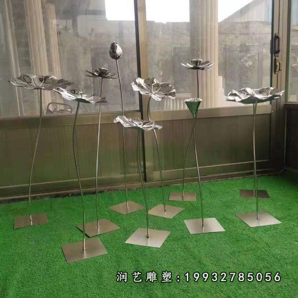 企业不锈钢荷叶雕塑