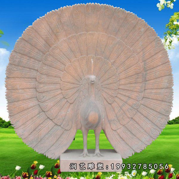 大理石孔雀开屏 石雕 公园动物摆件