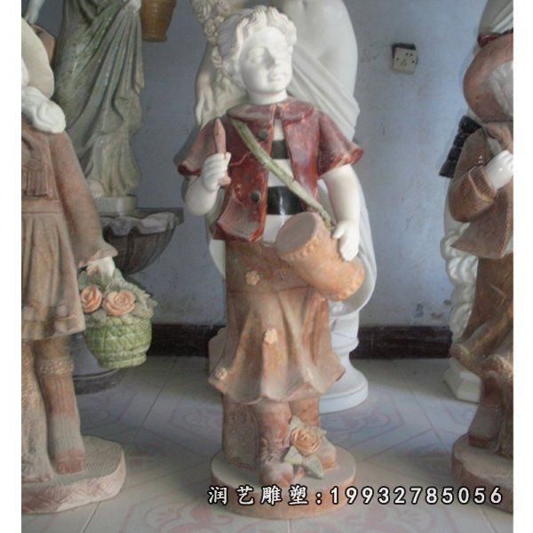 西方小孩石雕，公园人物石雕 (3)