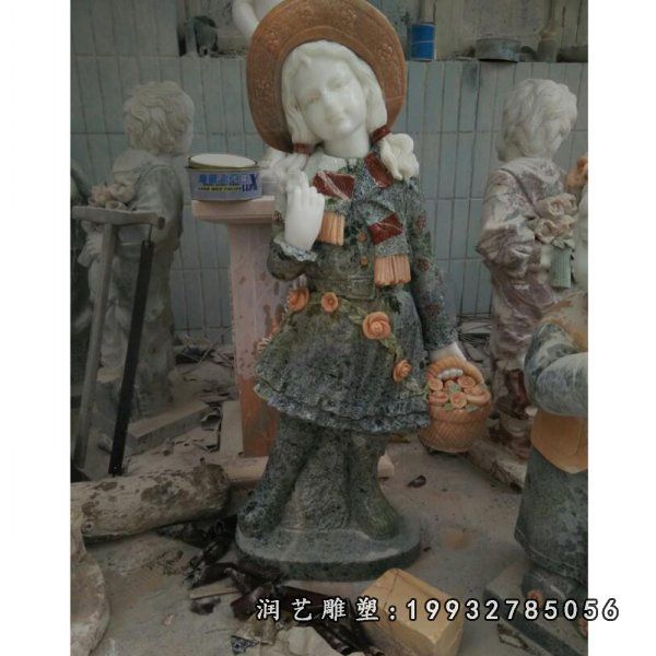 西方小孩石雕，公园人物石雕 (7)