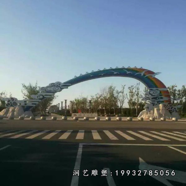 小区不锈钢彩虹景观雕塑