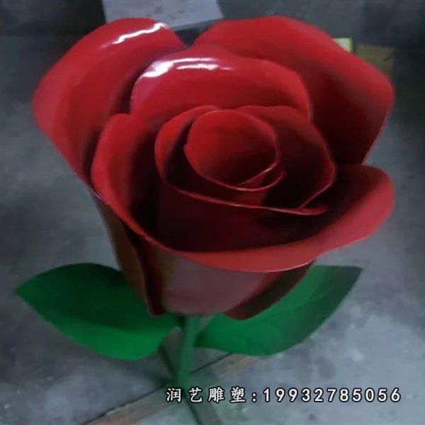公司不锈钢玫瑰花景观雕塑