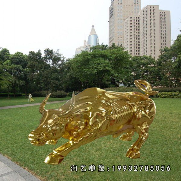 游乐场不锈钢牛动物雕塑