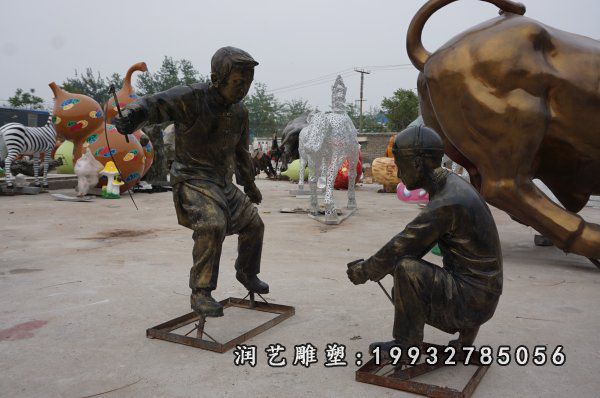 公园人物小品铜雕