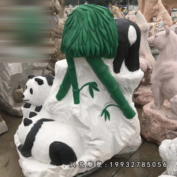 商业街动物熊猫石雕