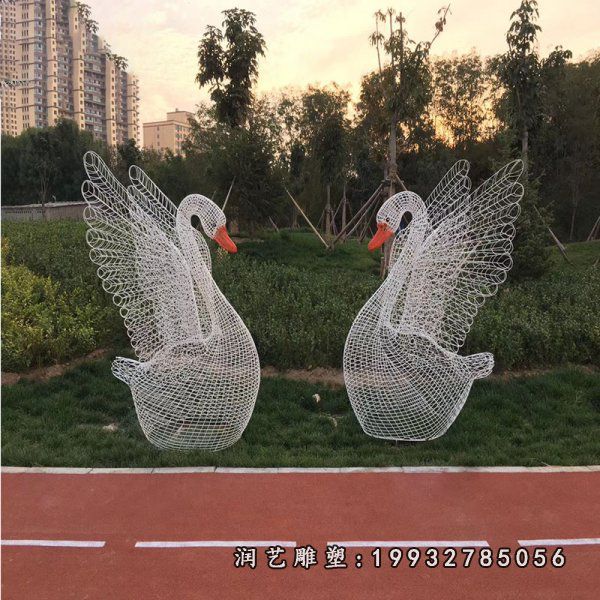 广场不锈钢天鹅雕塑