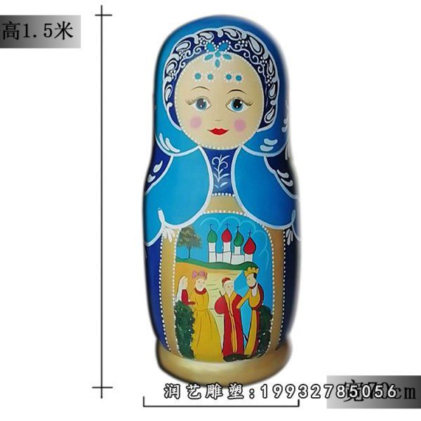 草坪玻璃钢套娃雕塑