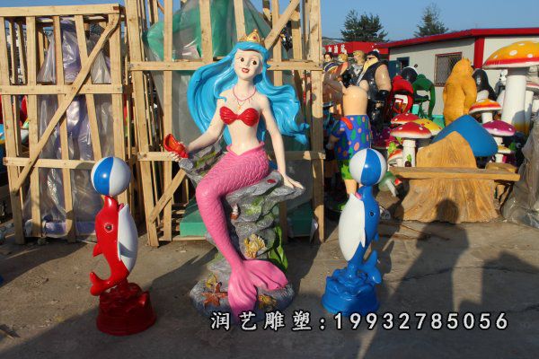 小区玻璃钢美人鱼卡通雕塑