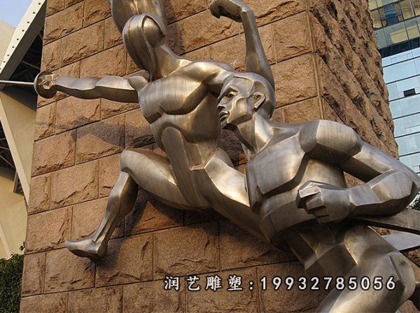 游乐场不锈钢击剑人物雕塑