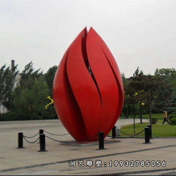 街道不锈钢花苞景观雕塑