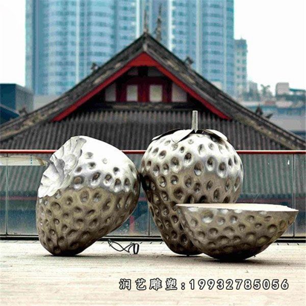 景区不锈钢草莓雕塑