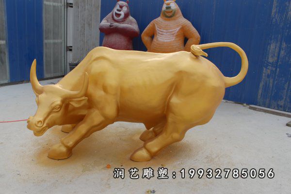 街道牛动物铜雕