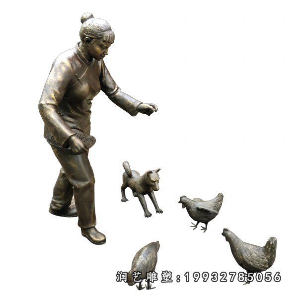 小区鸡动物铜雕