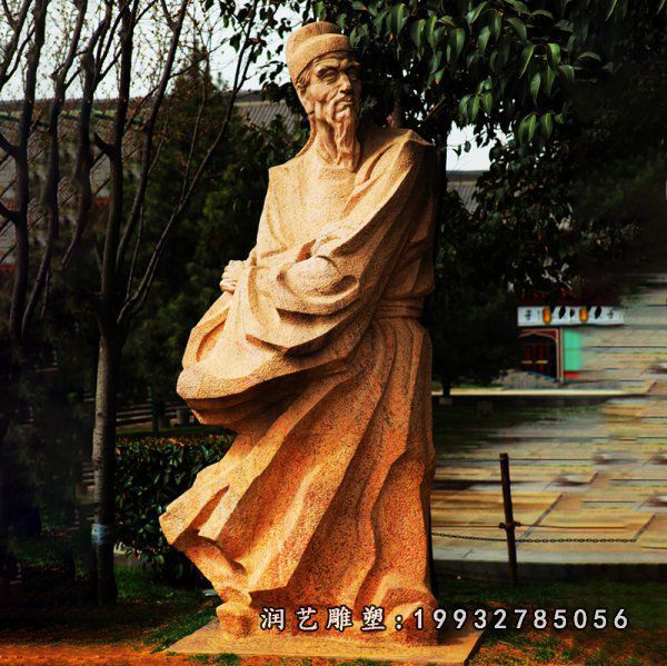 企业人物杜甫石雕