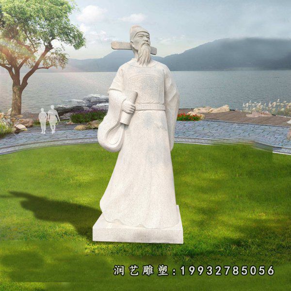 草坪李白石雕人物