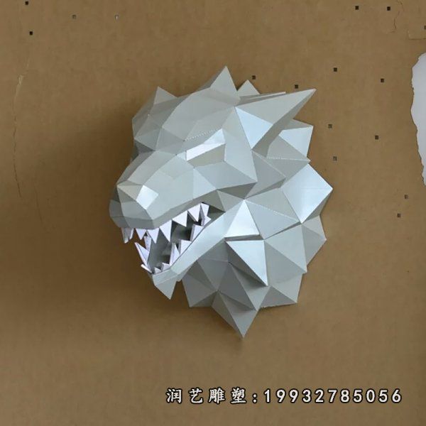 校园不锈钢动物狼雕塑
