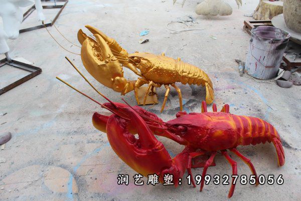 步行街玻璃钢龙虾雕塑