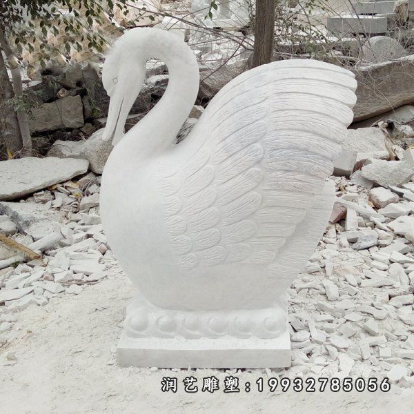 公园石雕天鹅,喷水天鹅雕塑 (2)