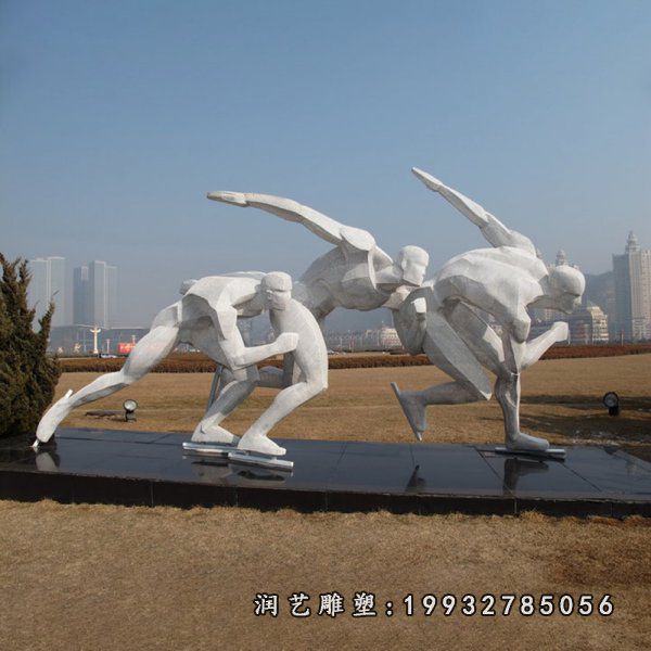 不锈钢滑冰人物 雕塑 (10)