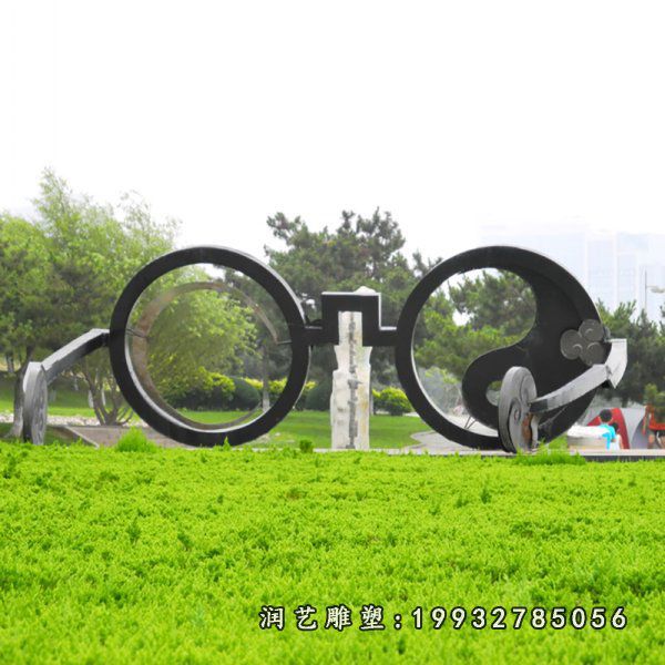 庭院不锈钢眼镜雕塑