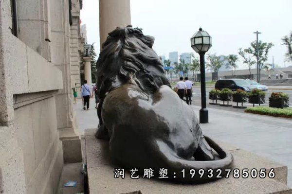 狮子校园动物铜雕